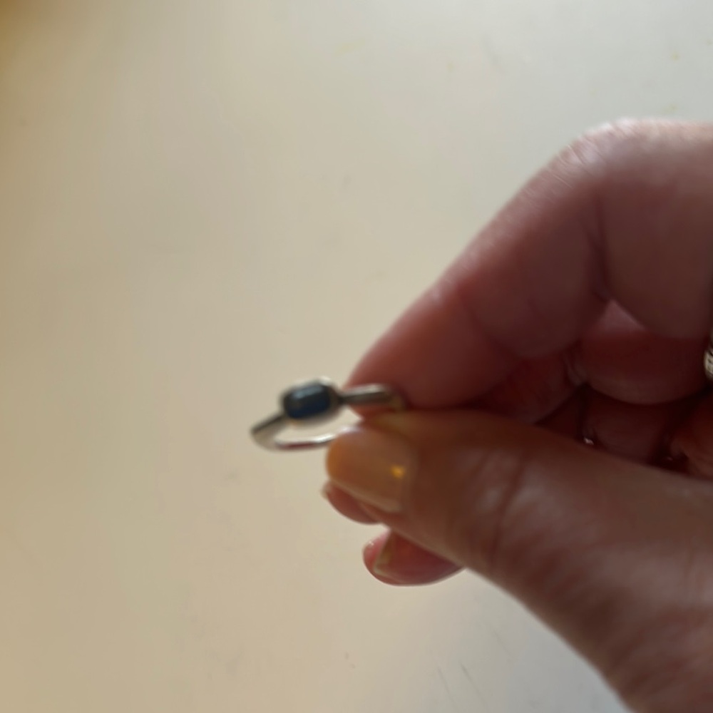 Silver Ring with Navy Stone  size 8 1/4